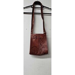 Mexican Hand Tooled Genuine Leather Aztec Handbag Purse